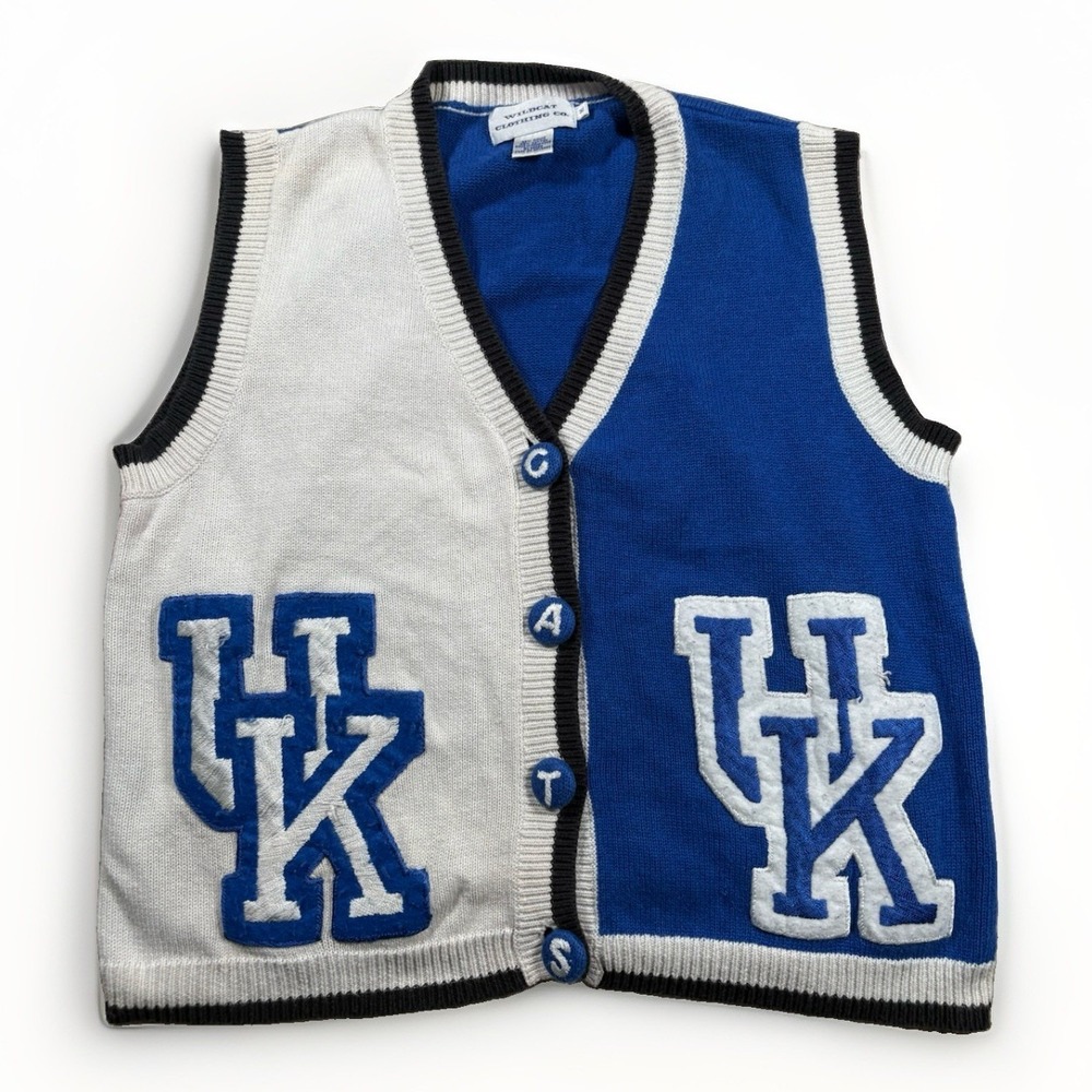 Vintage UK Wildcats Knit Cardigan Sweater Vest Colorblock Size Womens M